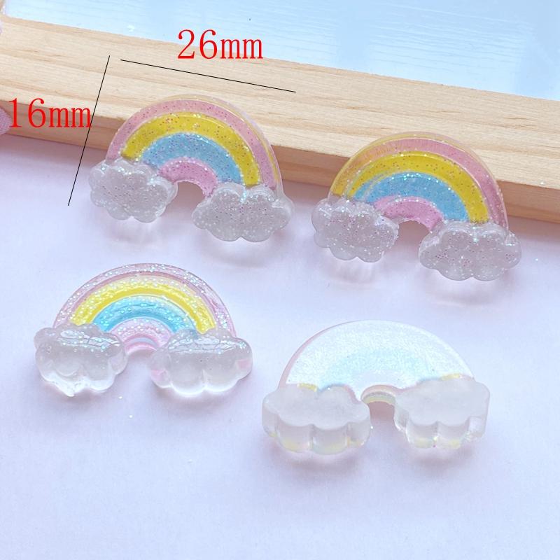 10Pcs New Cute Resin Mini Shining Rainbow Flat back Cabochon Scrapbook Kawaii DIY Embellishments Accessories