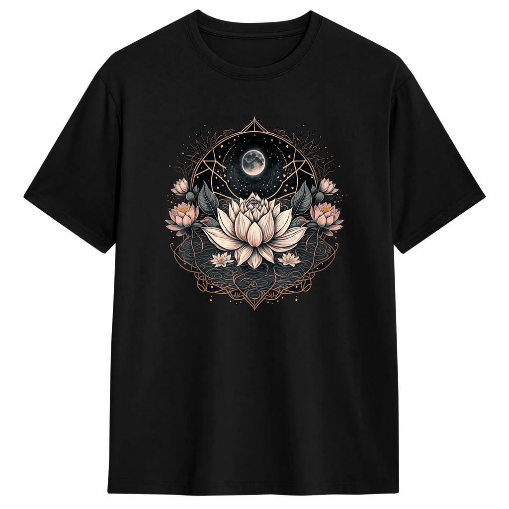 Lotus Flower Balance Energy T Shirt Summer Streetwear Tshirts Pure Cotton Fashion Tee Shirt For Unisexs Design Tees