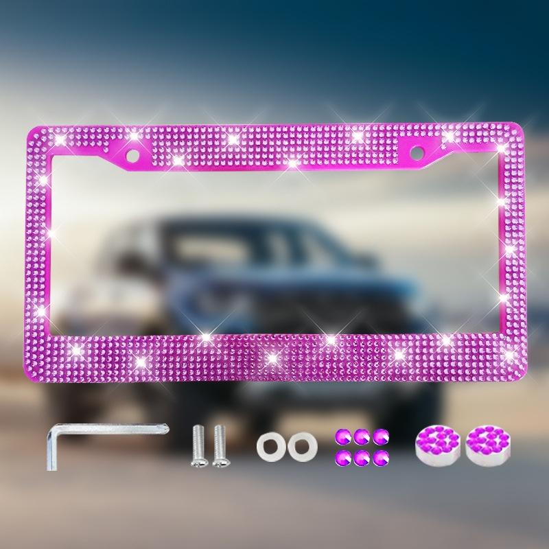 1/2Pcs New Bling Crystal Car License Plate Frame Women Rhinestone License Plate Frame Cover Holder Car Accessories With Screw