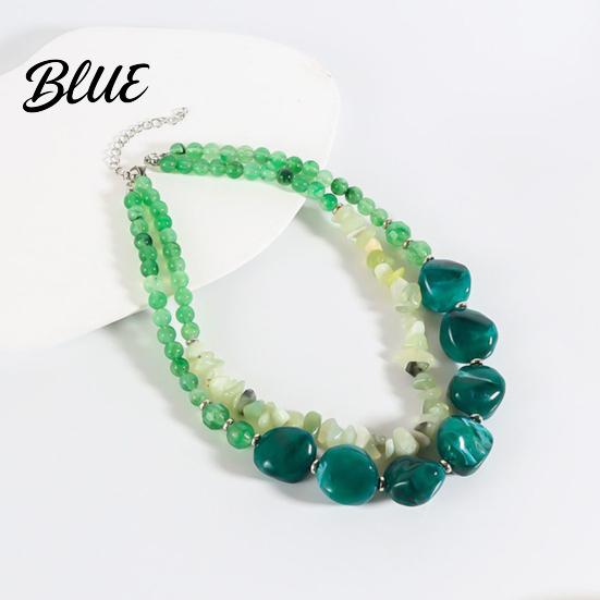 Stone Pendant Necklace Double Layer Gravel Necklace Adjustable Chain Length