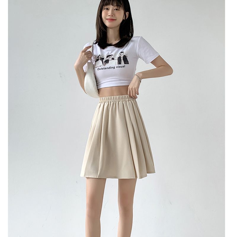 

Plus Size Women s Clothing K-style Daily Commuter s All-Matching Cotton Blend Pleated Skirt A- line High Waist Cover Anti-Exposure Skirt Beige White 4XL