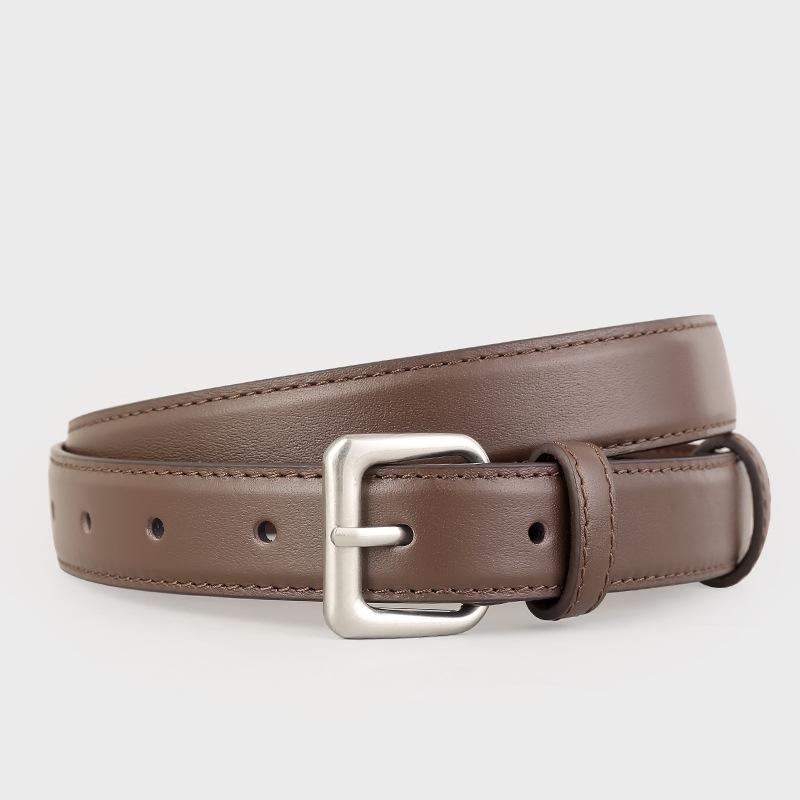 

Простой женский тонкий ремень с пряжкой-штифтом, женский ремень для сочетания с рубашкой, платьем, поясной ремень 100cm темно-коричневого