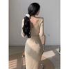 Hepburn Black Coffee Break Elegant Retro Gentle High-end Dress Niche Design Slim Hip Temperament