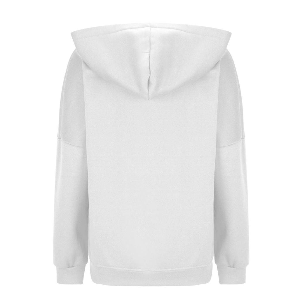 Damenmode Lässige Langarm Einfarbig Kapuzenpullover Tops