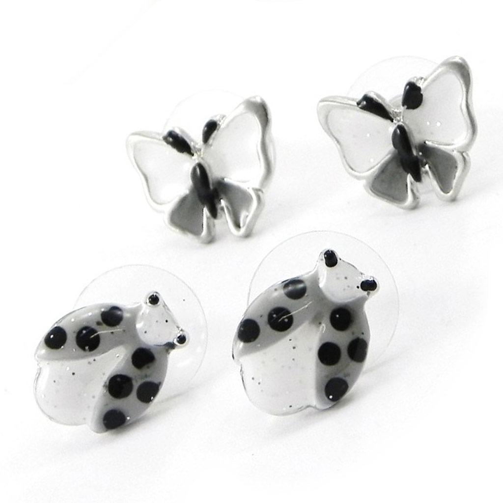 NOA [I4790] - Designer Earrings Duo 'Vahiné' Black White