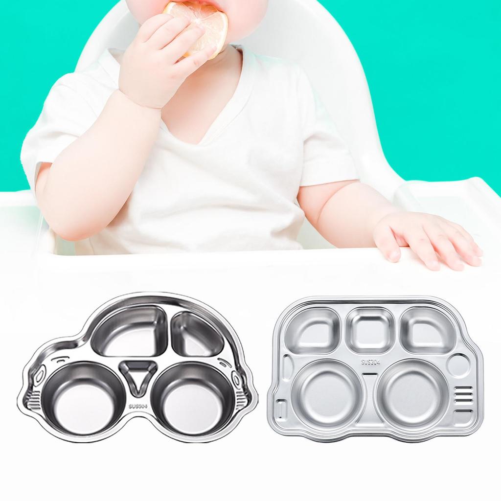 Divided Meal Tray Unbreakable Compartment Dinner Plate Compact Serving Platter for Boy Girls Outdoor Babies Camping Kids