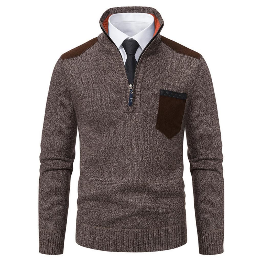 Men's JumperSweaters Knit Sweater Ribbed Knit Regular Tops Splice Knitted Color Block Stand Collar Fashion