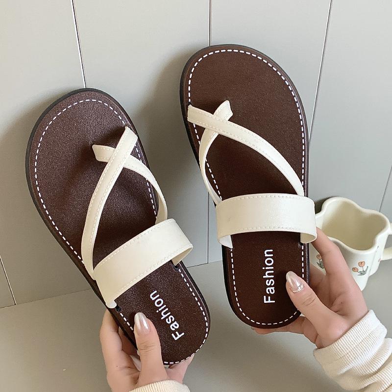 

Женские летние шлепанцы с кольцом для пальца, нескользящие, для пляжа - Модные, универсальные и повседневные балетки Size 38-39