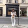 Sexy European & American Lace Lapel Long Sleeve Tassel See-Through Top