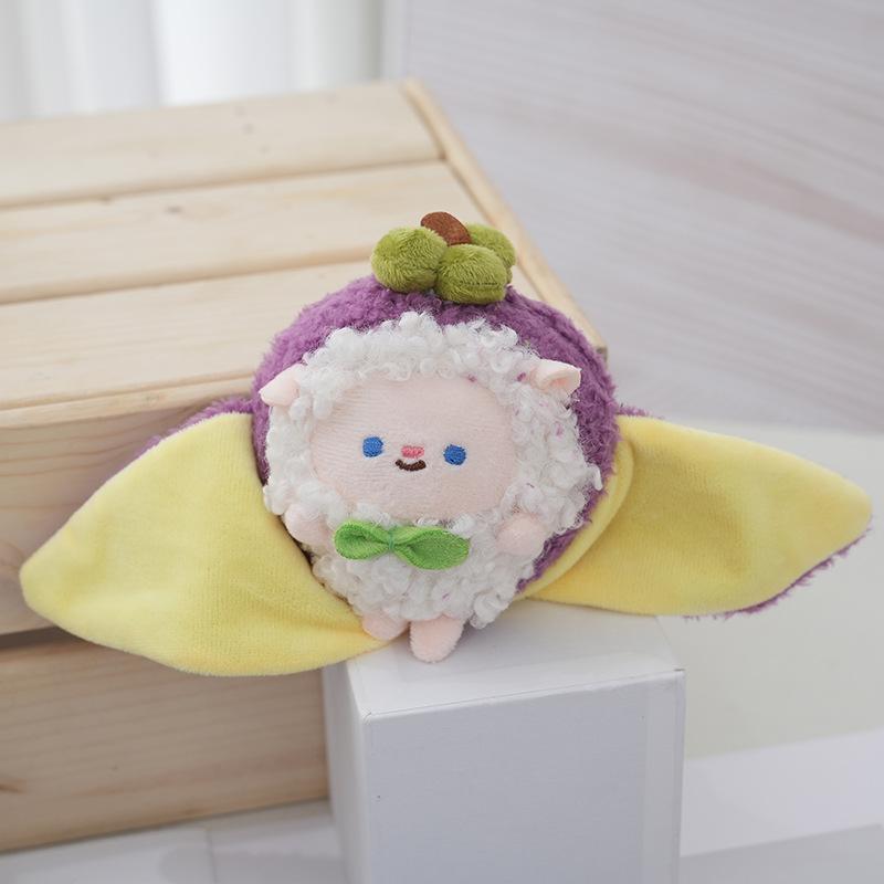 Delightful Plush Magnetic Keychain Doll Colorful Fruit Design Perfect For Giving Gift