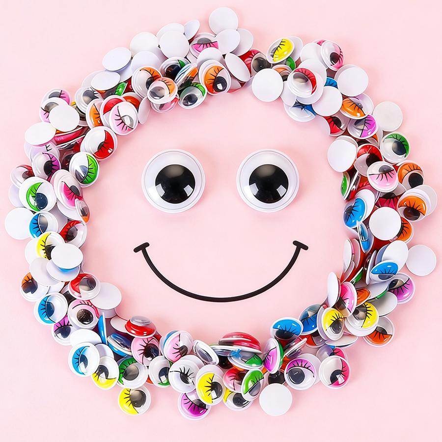 100pcs 0.8-1.5cm Doll DIY Activity Eyes Black/Color Handmade Decoration Eyes & Adhesive Backing Handmade Material Accessories