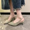 Summer  Women's Shoes 2024 High Quality Baotou Women's Sandals Fashionable Mid-heel One-line Buckle Women's High Heels