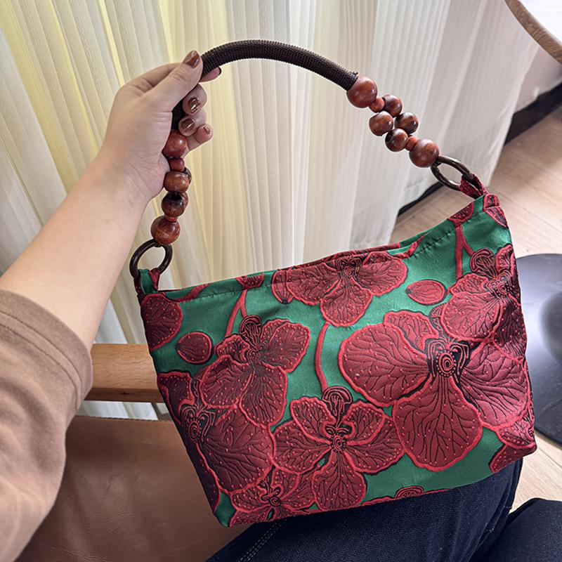 

vintage Underarm Bag Jacquard Color Contrast Fashion Zip Shoulder Bag Chinese Style with Cheongsam Casual Lightweight Tote Bag