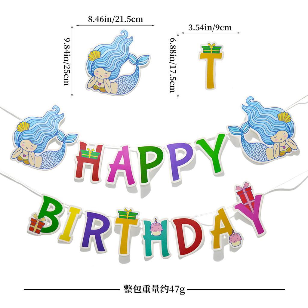 Happy Birthday Flag Summer Theme Party Arrangement Banner Latte Customization