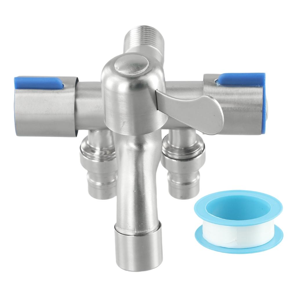 1pc Three Way Faucet Stainless Steel Tap Sink Faucet Washing Machine Faucets Balcony Mop Pool Toilet Diverter Bathroom Fixture
