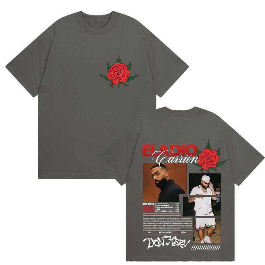 Famous Rapper Eladio Carrion Album Global Tour Mercah TShirt Men Women Loose Casual Cotton Tee Streetwear Hip Hop Oversized Top