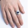 Adjustable Open Ring With Nebula Eye Motif Blue Zircon Geometric Wave Unisex Vintage Statement