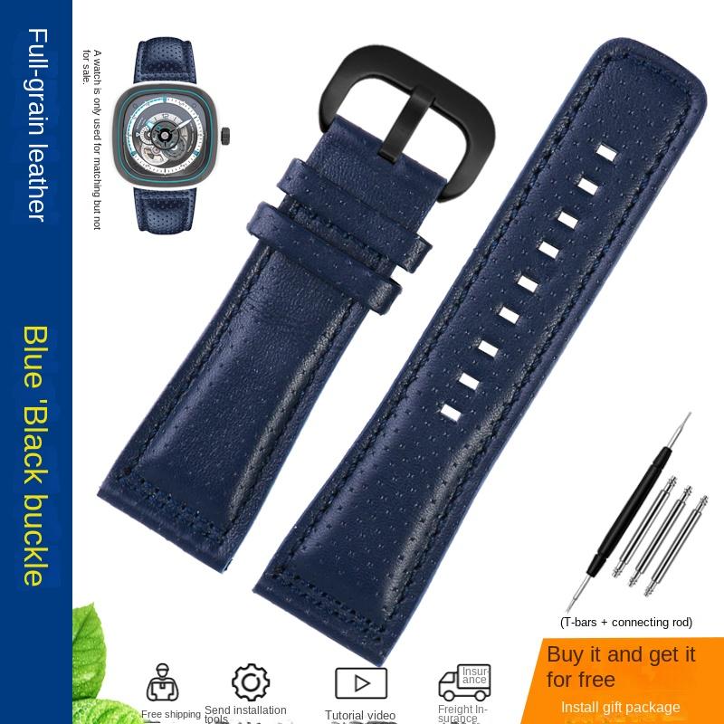 Rindsleder Uhrenarmband für Seven Friday SF-M2/Q201/02/03 P3C/02/SF-M3/04/P1B/01 Armband Echtes Leder Uhrenarmband 28mm Herren Armband