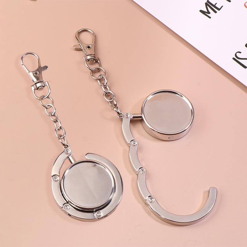 Simple Round Metal Folding Bag Hook Holder Portable Handbag Hooks Keychain Table Side Hangers Multipurpose Non-Slip Hook