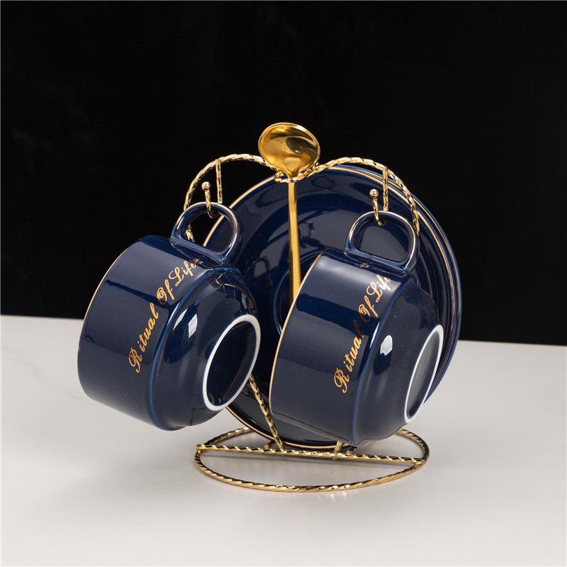 Baifenbai Home Furnishing Gold European -Painted Ceramic Coffee Cup And Saucer Set, Tea Cup Holder, Afternoon Tea, Water Cup, Premium Gift Box, Holiday Gift.
