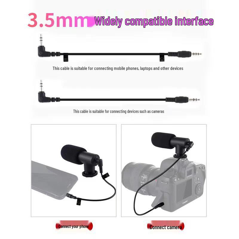 Gun-Shaped Microphone for DSLR: Noise-Reducing Audio Pickup for Live Video Recording, Interviews, and 3.5mm Interface
