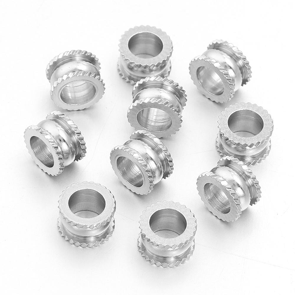 10-20pcs/lot Stainless Steel Spacer Beads Big Hole Loose Beads Fit 4 5mm Round Leather Cord DIY Bracelet Necklace Jewelry Making