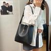 Stylish Trendy Soft Leather Shoulder Bag Girly Large Capacity Crossbody Bucket Bag Women Simple  Commuter Tote Bags Gifts
