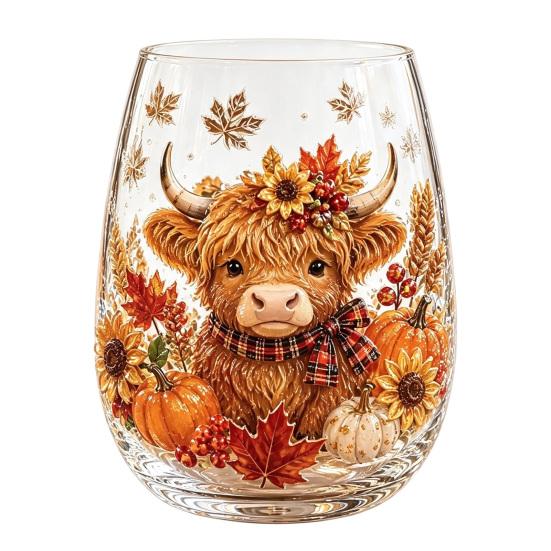 Borosilicate Glass Cup with Lid Autumn Harvest Cup, High Tumbler for Iced Coffee Tea Durable Drinkware Home And Juice, 350ml Clear Drinking