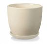 Ceramic Flowerpot with Saucer 15 Cm Cream