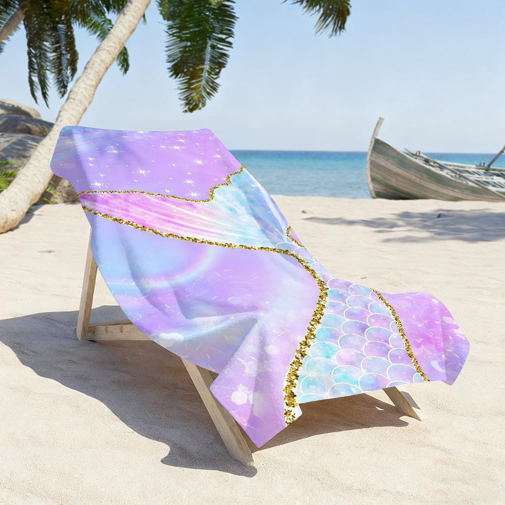 Colourful Mermaid Tail Art Towel Sports Quick Dry Travel Camping Gear Sandproof Soft Light Large Beach Towel