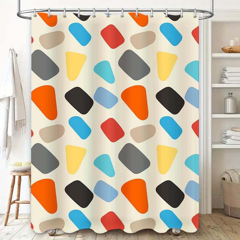 Vintage Style Shower Curtain with Pink and Orange Stars Decorative Waterproof Fabric for Bathroom Decoration Size: 72 X 72 Inche