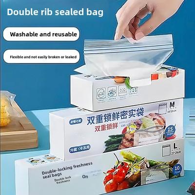 Sac de conservation alimentaire - Épais pour la maison, qualité alimentaire, scellé, double fermeture à cordon - Sac de portionnement alimentaire - Congélation au réfrigérateur