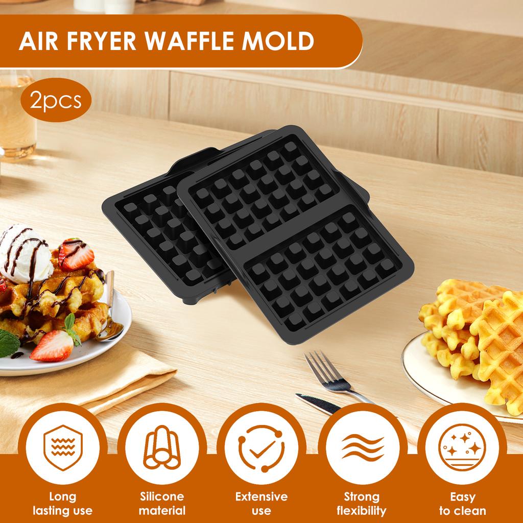 2pcs Silicone Waffle Insert for Ninja AF300EU AF400EU Belgian Waffle Mold Air Fryer Accessories Non Stick Silicone Waffle Liner