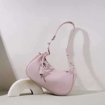 New Candy Color Simple Design Crescent Handbag High-end Light Luxury Leather Fashion Women's Shoulder Bag