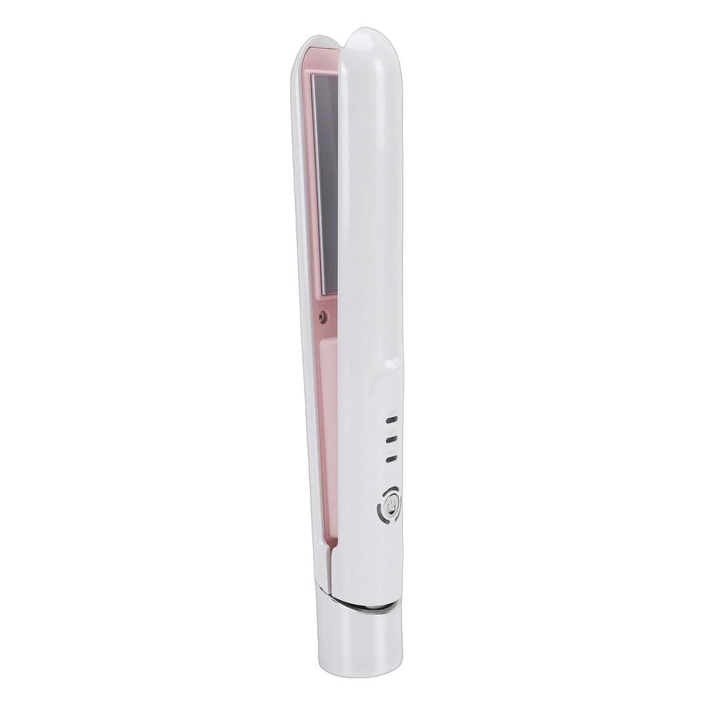 Cordless Flat Iron 3 Heat Settings 2600mAh Battery Ceramic Mini Hair Straightener Curler for Travel Use White
