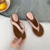 Popular black retro flip-flop heels slippers women's 2025 new summer wear with skirt non-slip French sandals