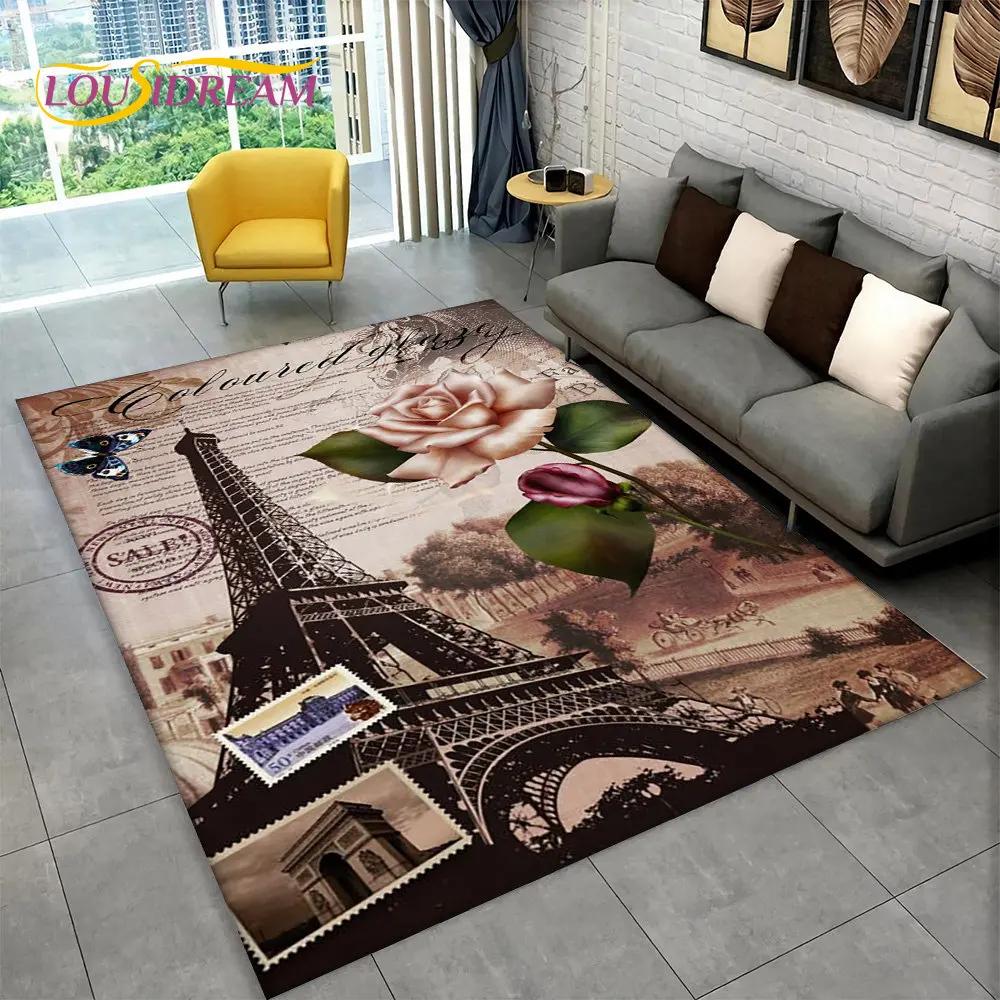 Frankrijk Parijs Eiffeltoren Romantische Kunst Gebied Tapijt, Tapijt Tapijt voor Woonkamer Slaapkamer Bank Deurmat Keuken Decor Antislip Vloermat