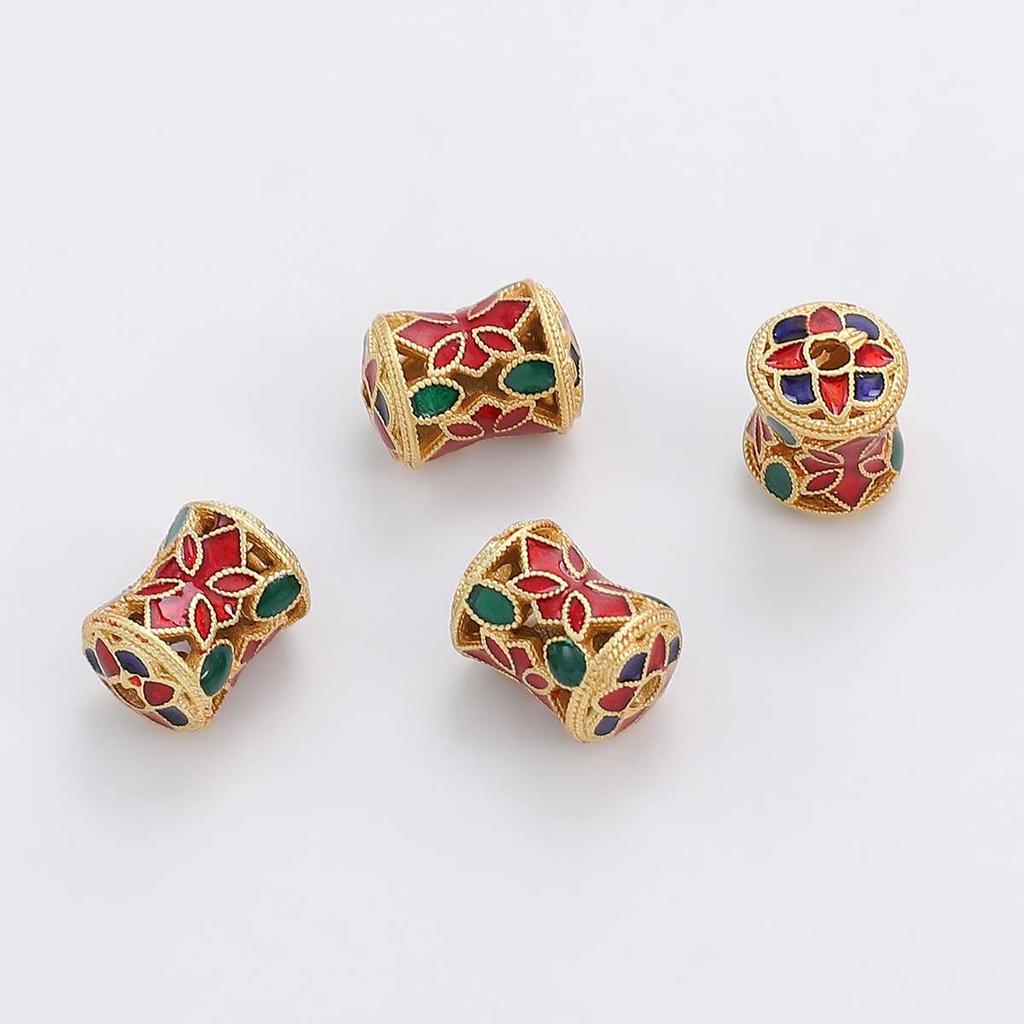 Perline Dorate Sabbiate in Ottone Diamante Intagliato Distanziatore Perline Sfuse Per Collana Braccialetto Fai da Te Gioielli Artigianato Accessori