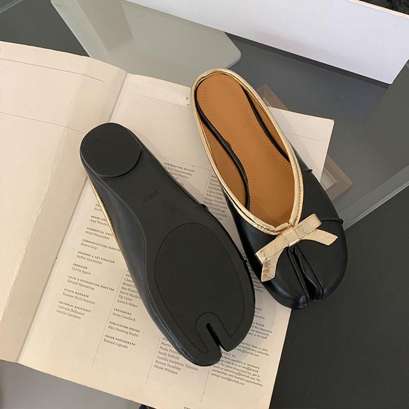 Fashion Female Shallow Footwear Strange Toe Ladies Flats With Shoes Soft Fashion Butterfly-Knot Flats Shoes Slides Women Mules