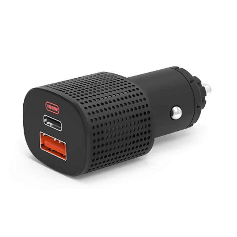 

Автомобильное зарядное устройство 100 Вт USB Type-C Быстрая зарядка QC PD 3.0 Встроенный вентилятор для отвода тепла для iPhone Xiaomi HUAWEI Мобильный телефон