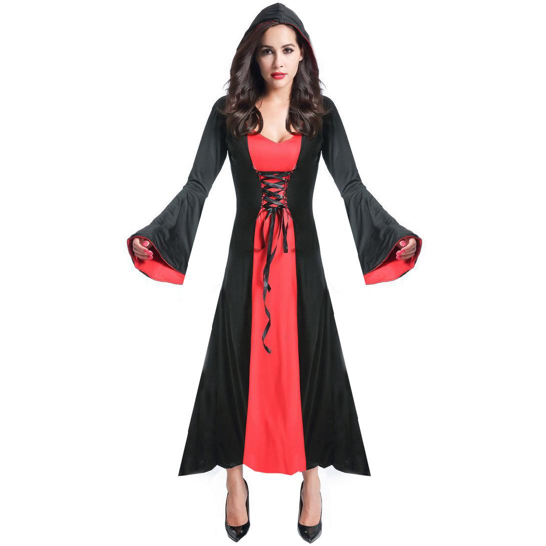 

Европейское и американское косплей-платье демона-вампира, костюм ведьмы на Хэллоуин, игровая форма волшебника смерти one size fits all красный