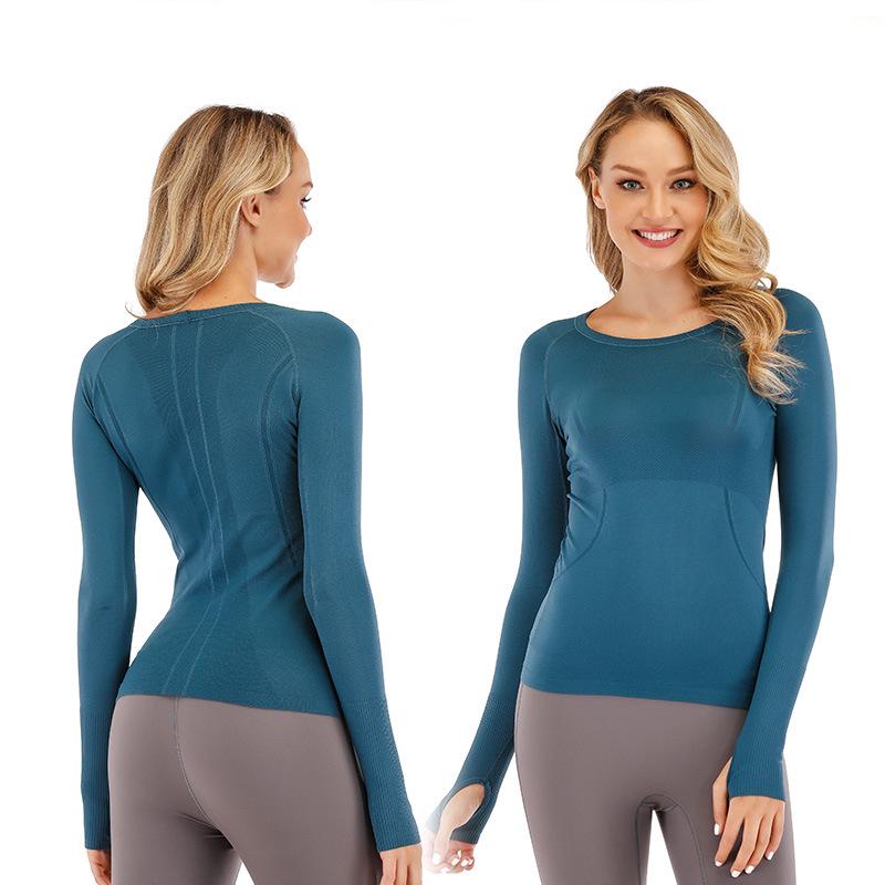Women's Quick Dry Long Sleeve Yoga & Running Top - Round Neck, Sweat-Wicking, Fitness T-Shirt
