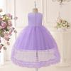 Flower Girl Princess Dress For Weddings Summer Kid Formal Bow Long Gown For School Evening Party Children New Year Cloth T6050