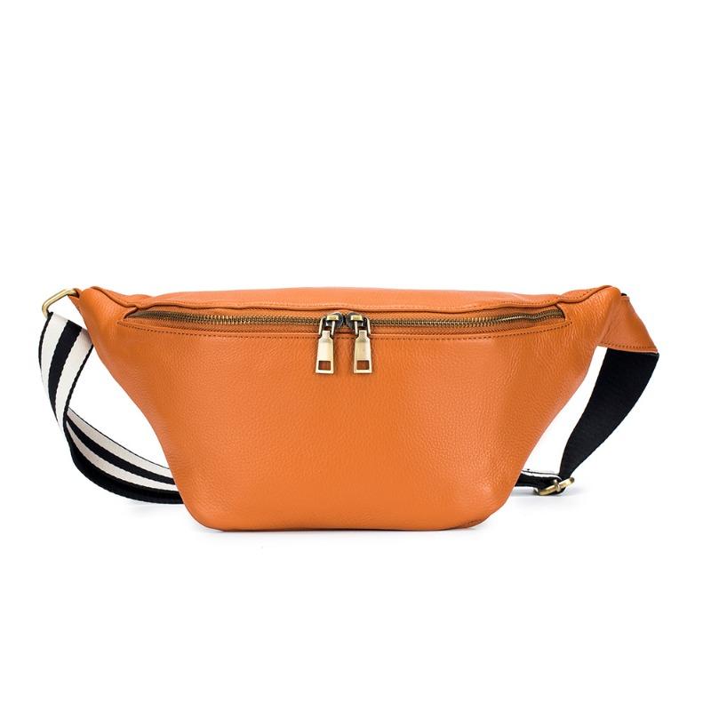 

New leather fashion trend messenger bag fanny pack large capacity first layer cowhide simple breast bag casual shoulder bag women коричневий