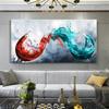 Abstract Blue and Red Collision Wine Glass Canvas Wall Art Modern Wine Cup Posters for Kitchen & Dining Room Decoration Unframed