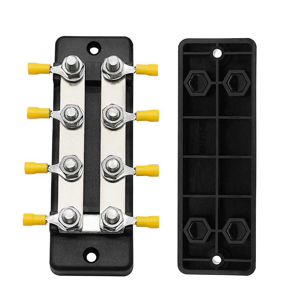 8 Terminal Bus Bar 150A BusBar Block with Cover Ground Distribution Power Distribution Terminal Block for W/ 8 M6 Screws