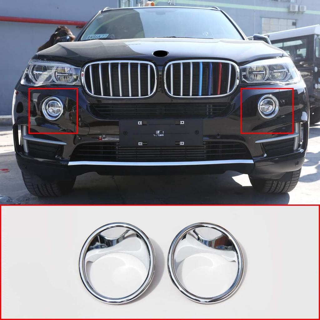 2Pcs ABS Chrome Car Front Fog Lamp Cover Trim for BMW X5 F15 2014-2018 Accessories