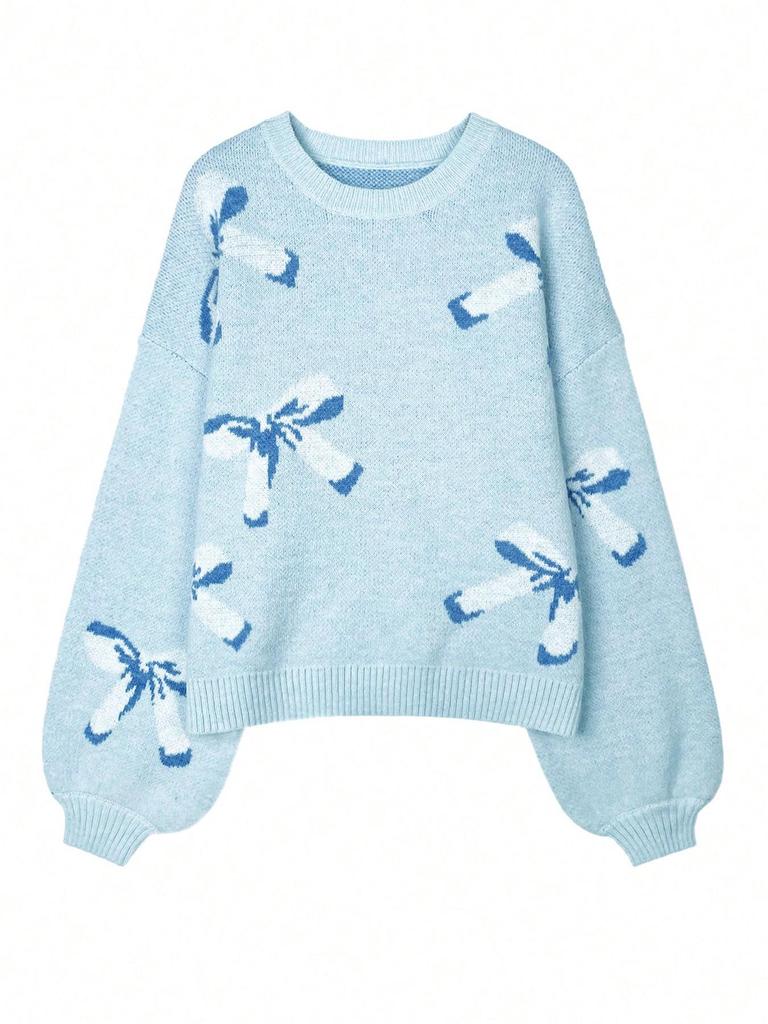 European & American Women's Autumn/Winter Knit Sweater: Bow, Loose Pullover 5013
