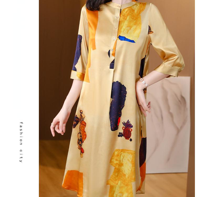 Vestido Floral Elegante y Cómodo con Cuello Redondo Tallas Grandes