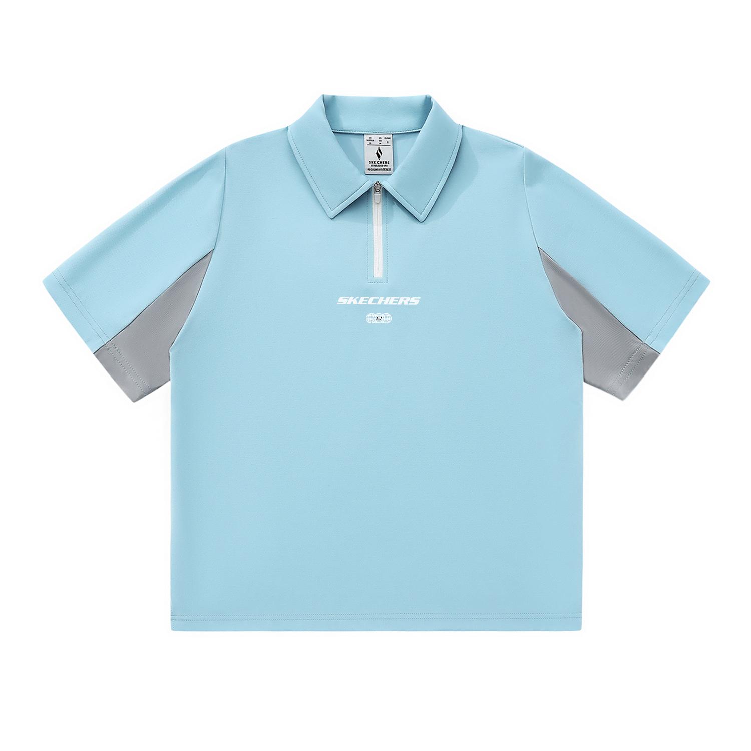 Skechers Diamond Series Short Sleeve Polo Shirt Unisex Tops Gray Blue L225W257-02VX S